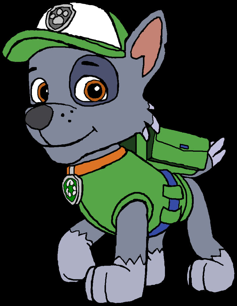 Cartoon Of A Dog Wearing A Green Vest And Hat