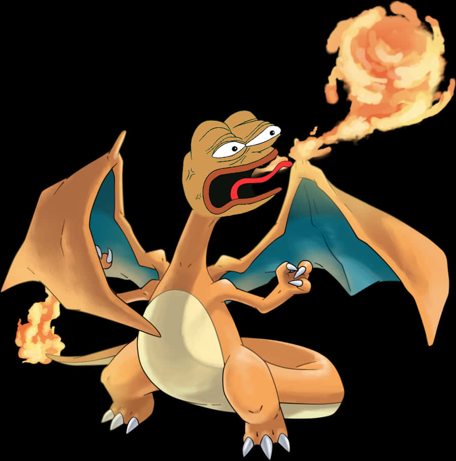 Cartoon Of A Dragon With Fire PNG