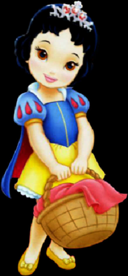 Cartoon Of A Girl Holding A Basket PNG