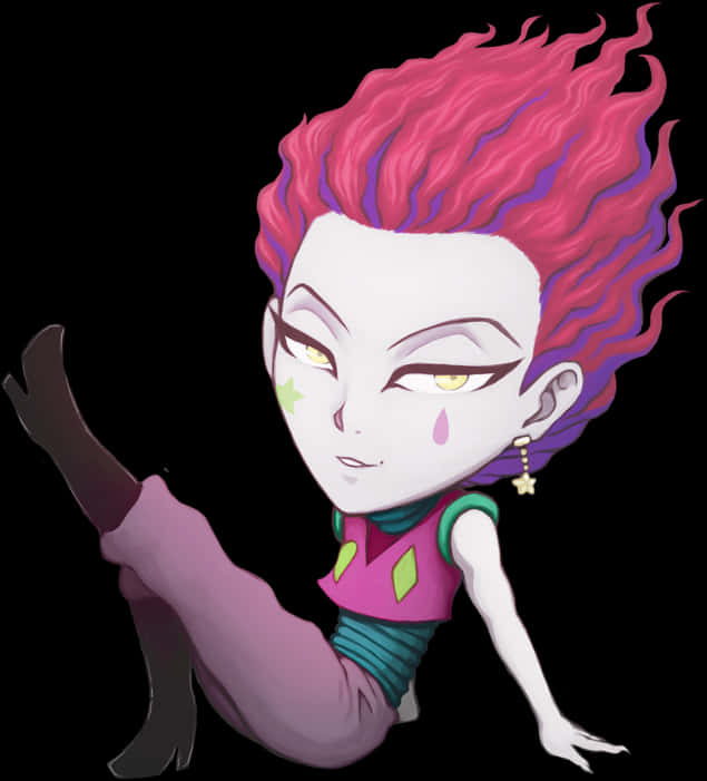 Cartoon Of A Girl With Pink Hair PNG