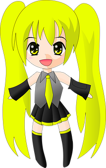 Cartoon Of A Girl With Yellow Hair PNG