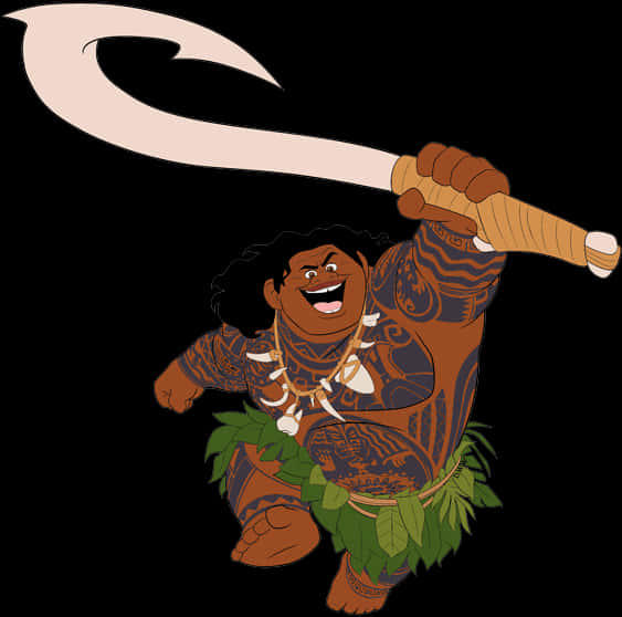 Cartoon Of A Man Holding A Sword PNG