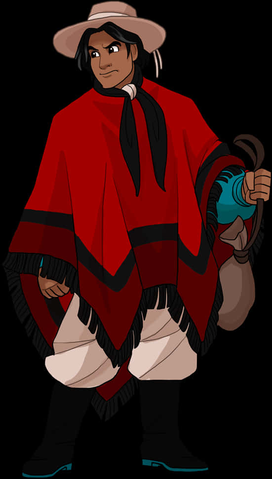 Cartoon Of A Man In A Red Cape PNG