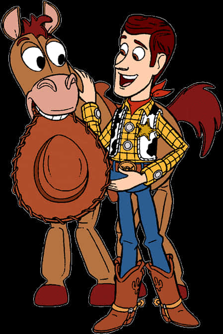Cartoon Of A Man With A Horse PNG