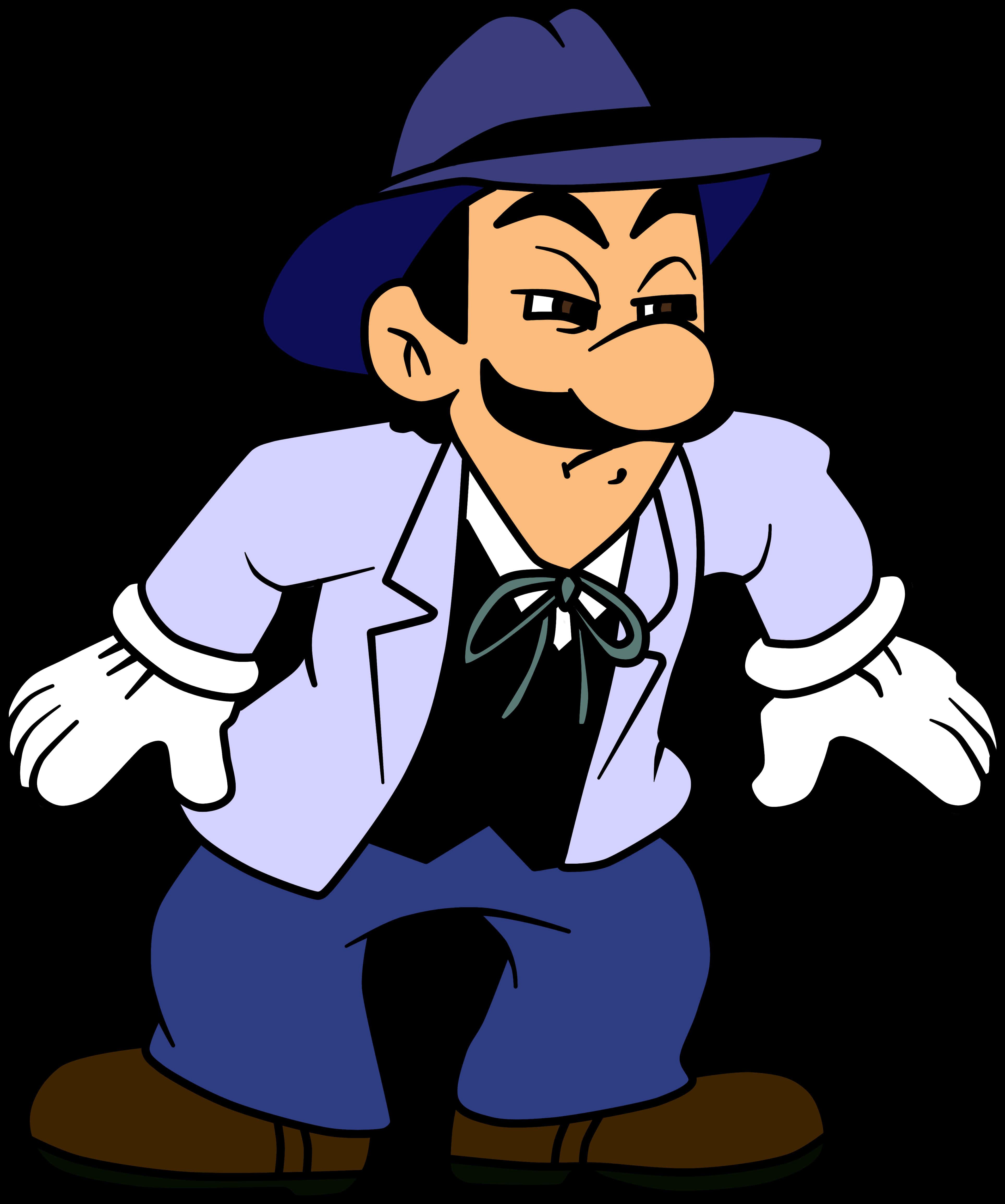 Cartoon Of A Man With A Mustache And Hat PNG