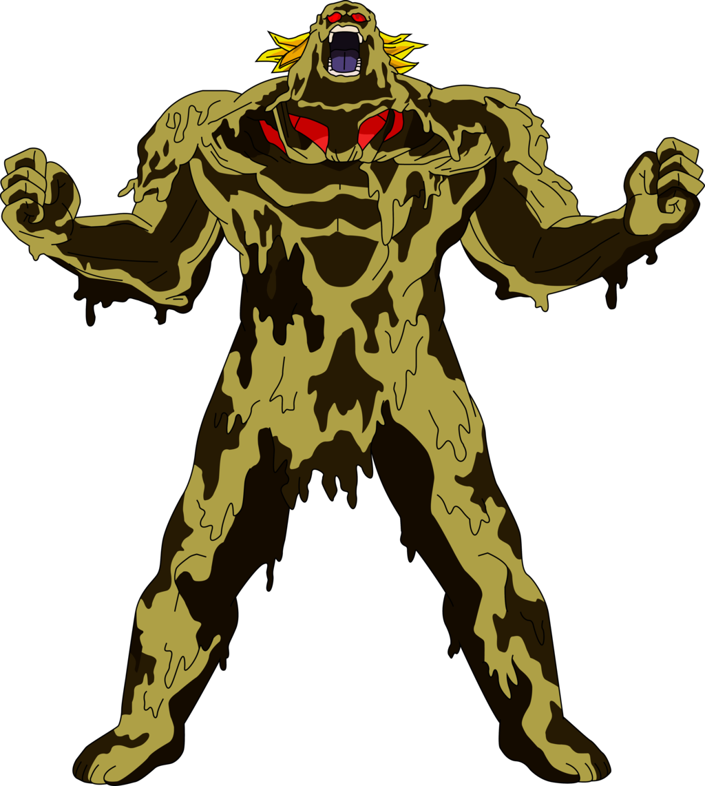Cartoon Of A Monster With Yellow Hair And Yellow Eyes PNG