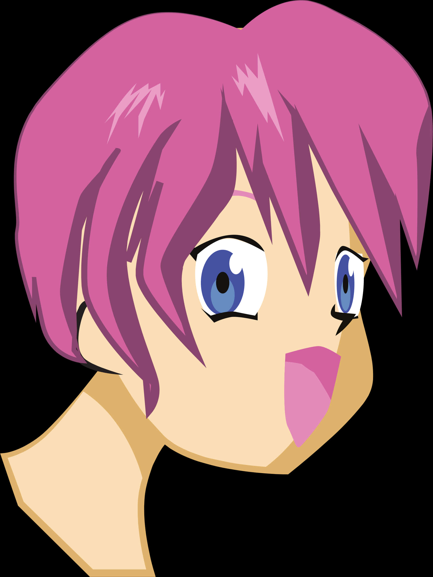 Cartoon Of A Person With Pink Hair