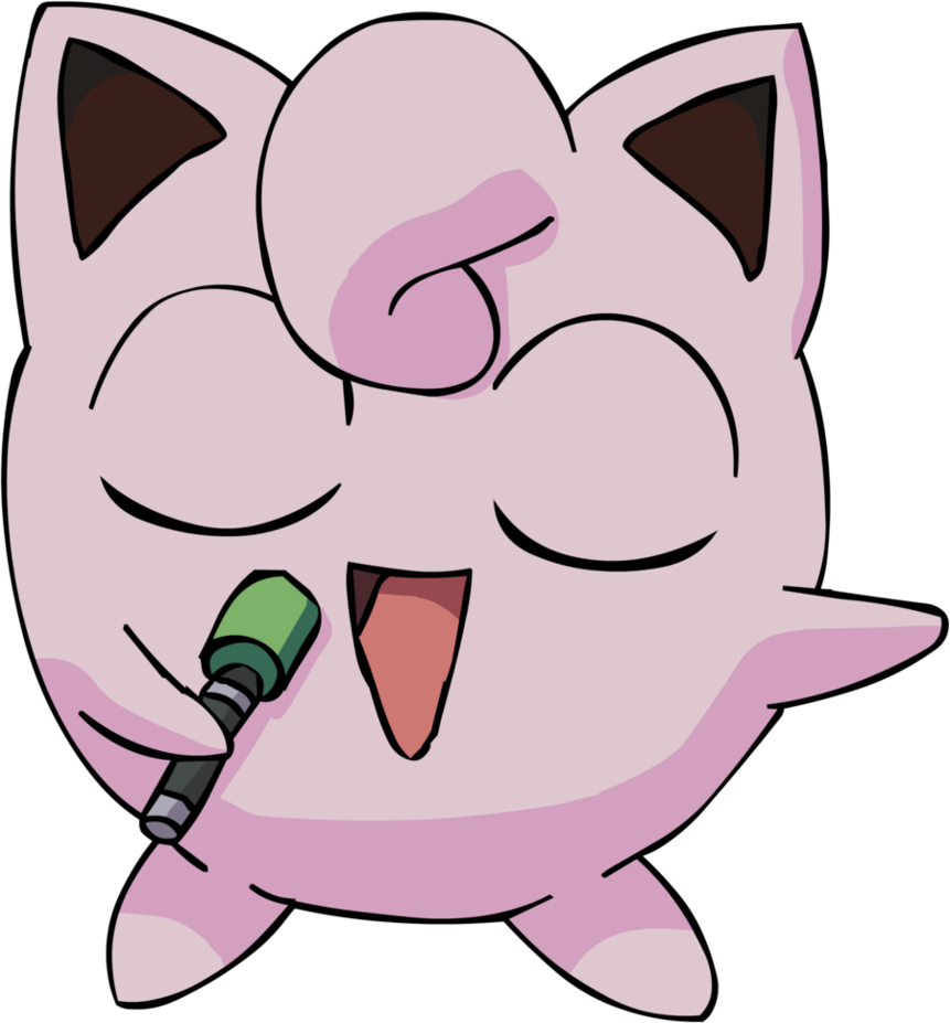 Cartoon Of A Pink Cat With A Horn And Mouth Open