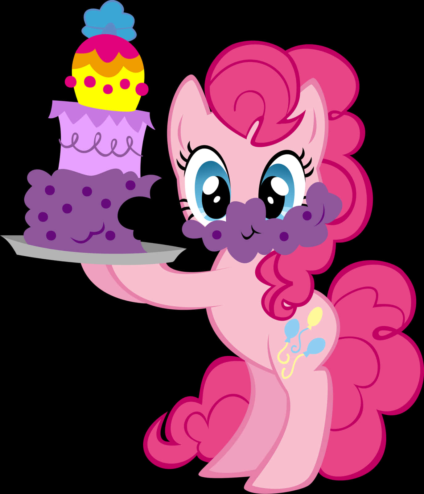 Cartoon Of A Pink Pony Holding A Cake PNG