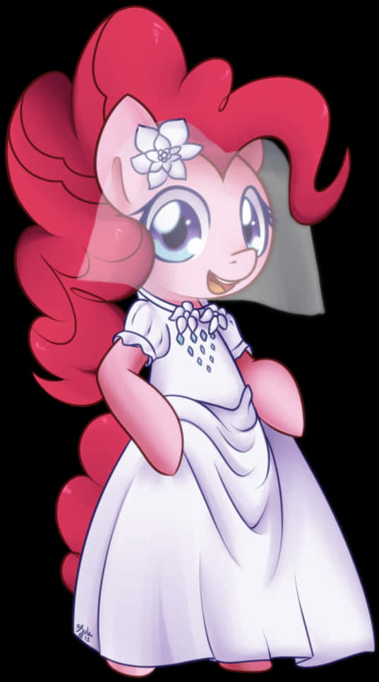 Cartoon Of A Pink Pony In A Wedding Dress PNG