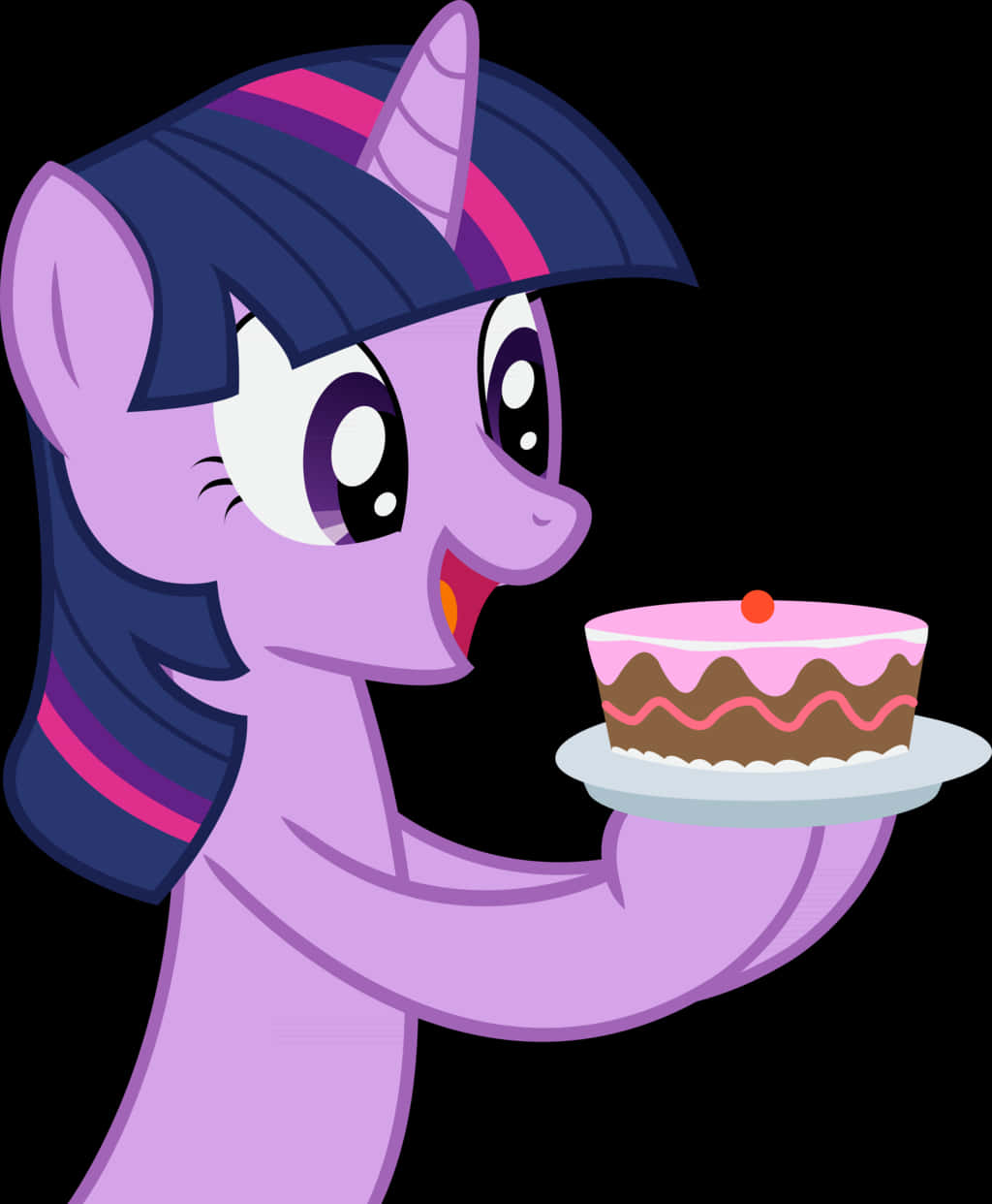 Cartoon Of A Pony Holding A Cake PNG