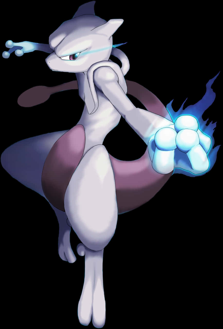 Cartoon Of A White Animal With Blue Flames