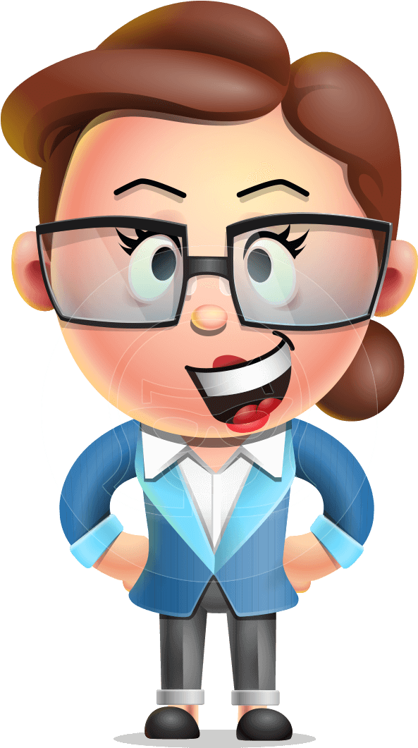 Cartoon Of A Woman Wearing Glasses PNG
