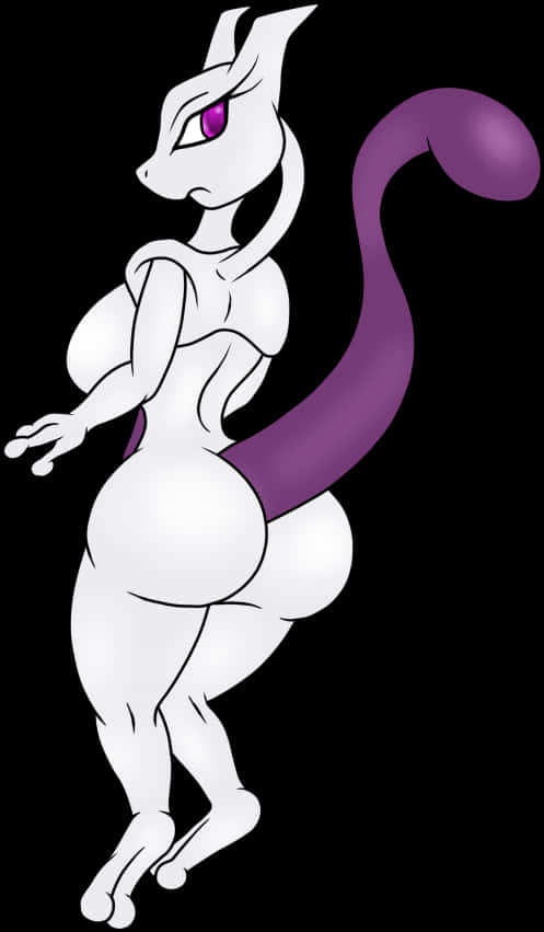 Cartoon Of A Woman With A Purple Tail