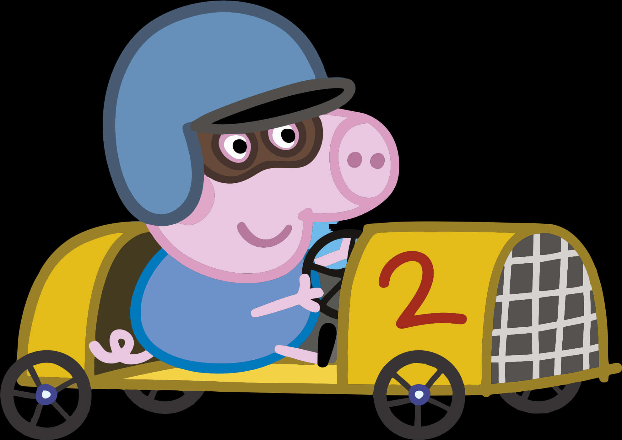 Cartoon Pig In A Race Car PNG