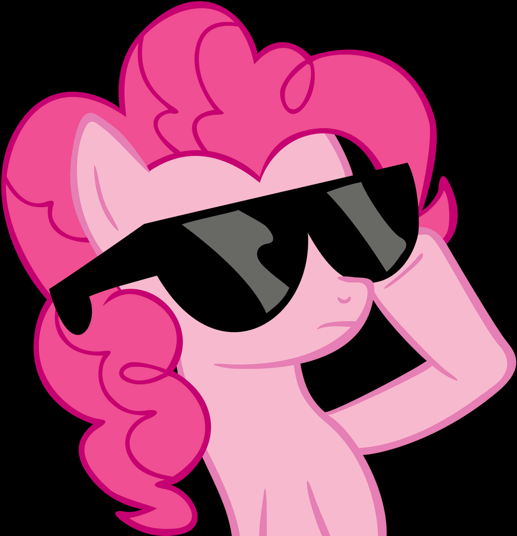 Cartoon Pink Pony With Sunglasses PNG
