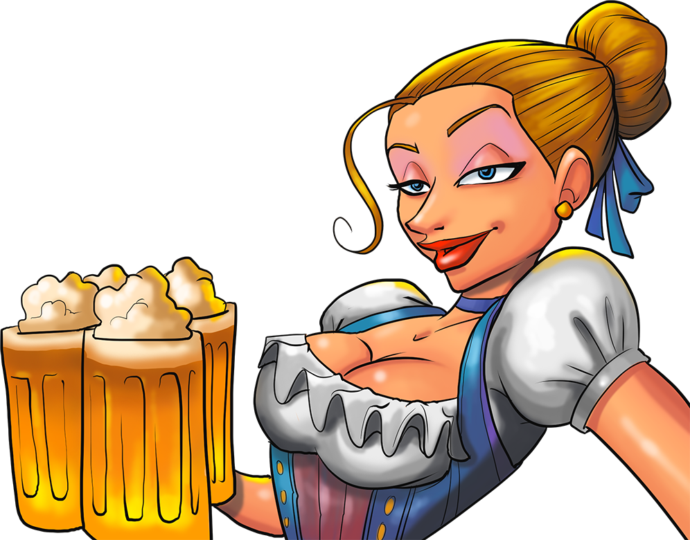 Cartoon Woman Holding A Beer