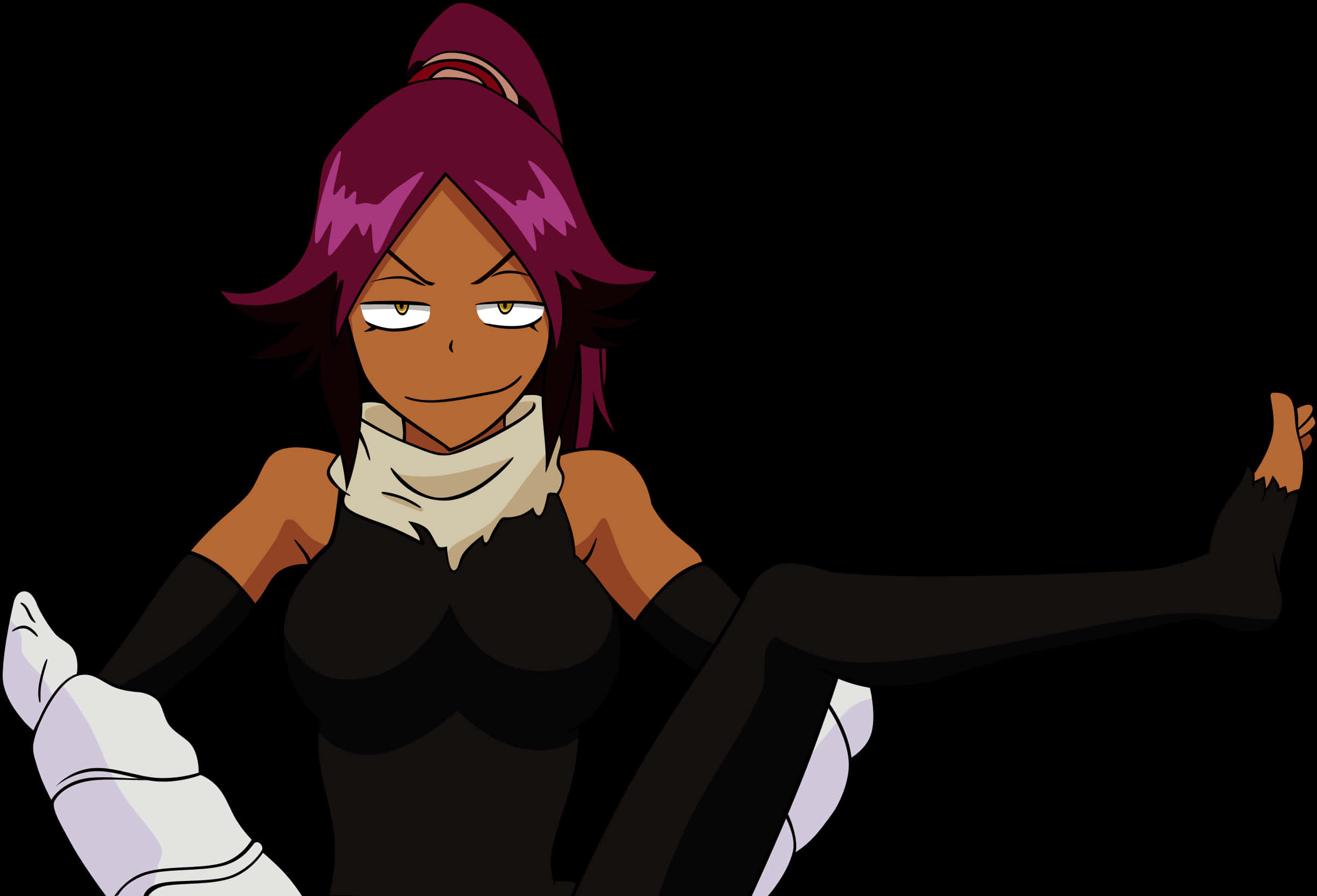 Cartoon Woman With Purple Hair And Black Outfit PNG
