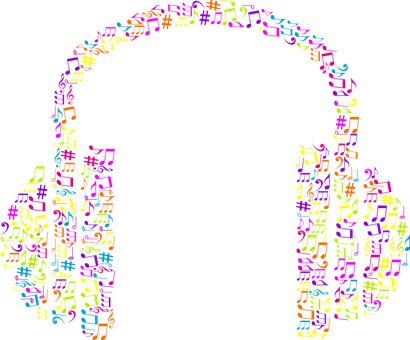 Colorful Music Notes Arranged In A Shape Of A Arch PNG