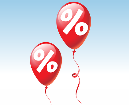 Red Balloons With A Percent Sign PNG