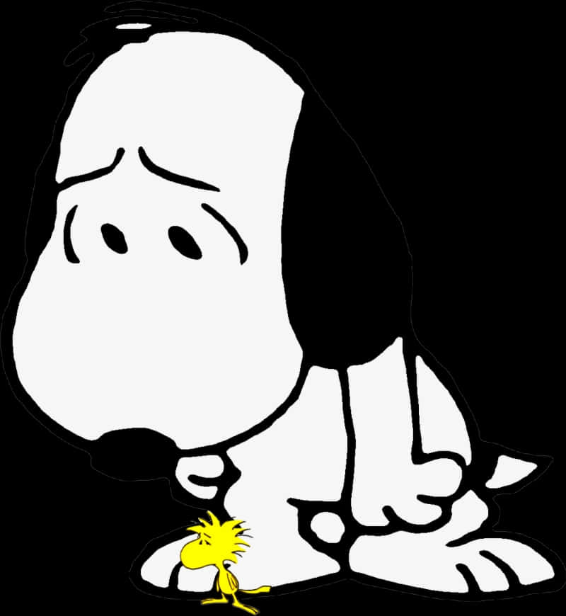 Sad-looking Snoopy With Woodstock PNG