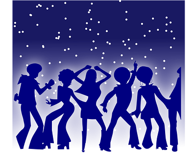 Silhouettes Of People Dancing In A Line PNG