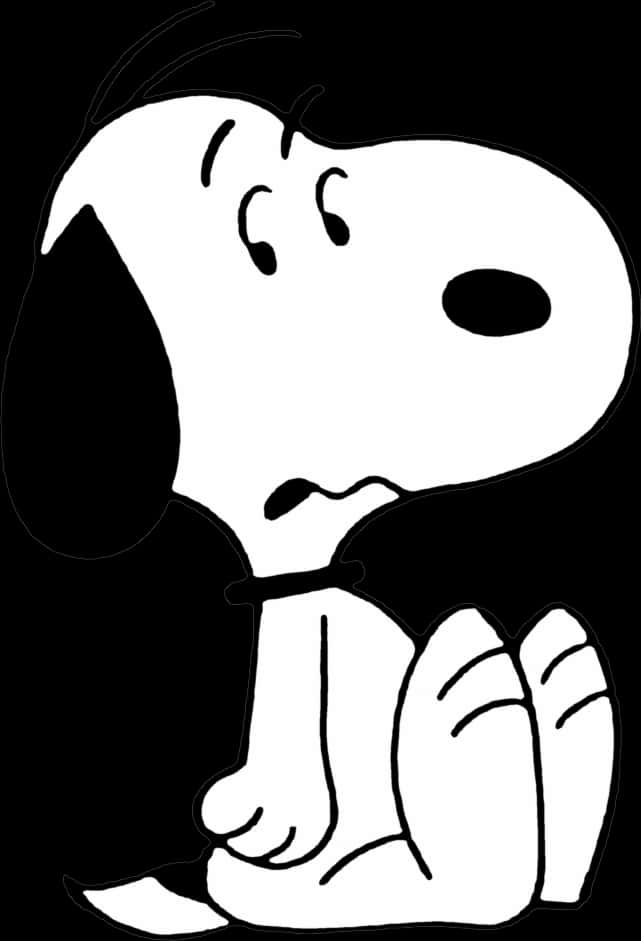 Sitting Snoopy With Worried Expression PNG