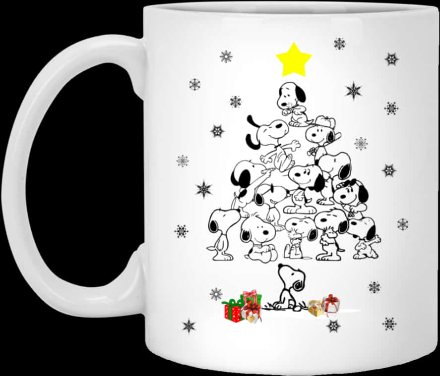 Snoopy Christmas Tree Mug Design PNG