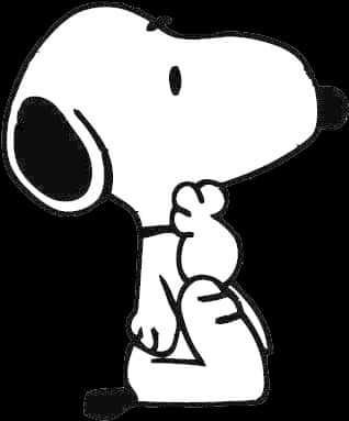 Snoopy Thinking While Sitting Side View PNG