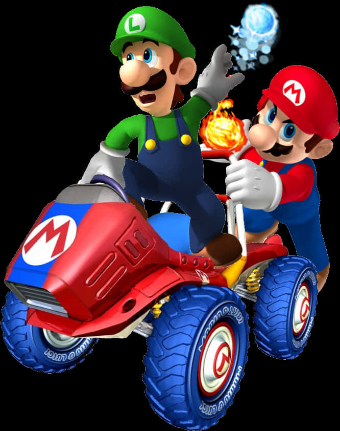 Two Cartoon Characters On A Quad Bike PNG