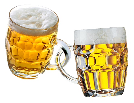 Two Glasses Of Beer With Foam PNG