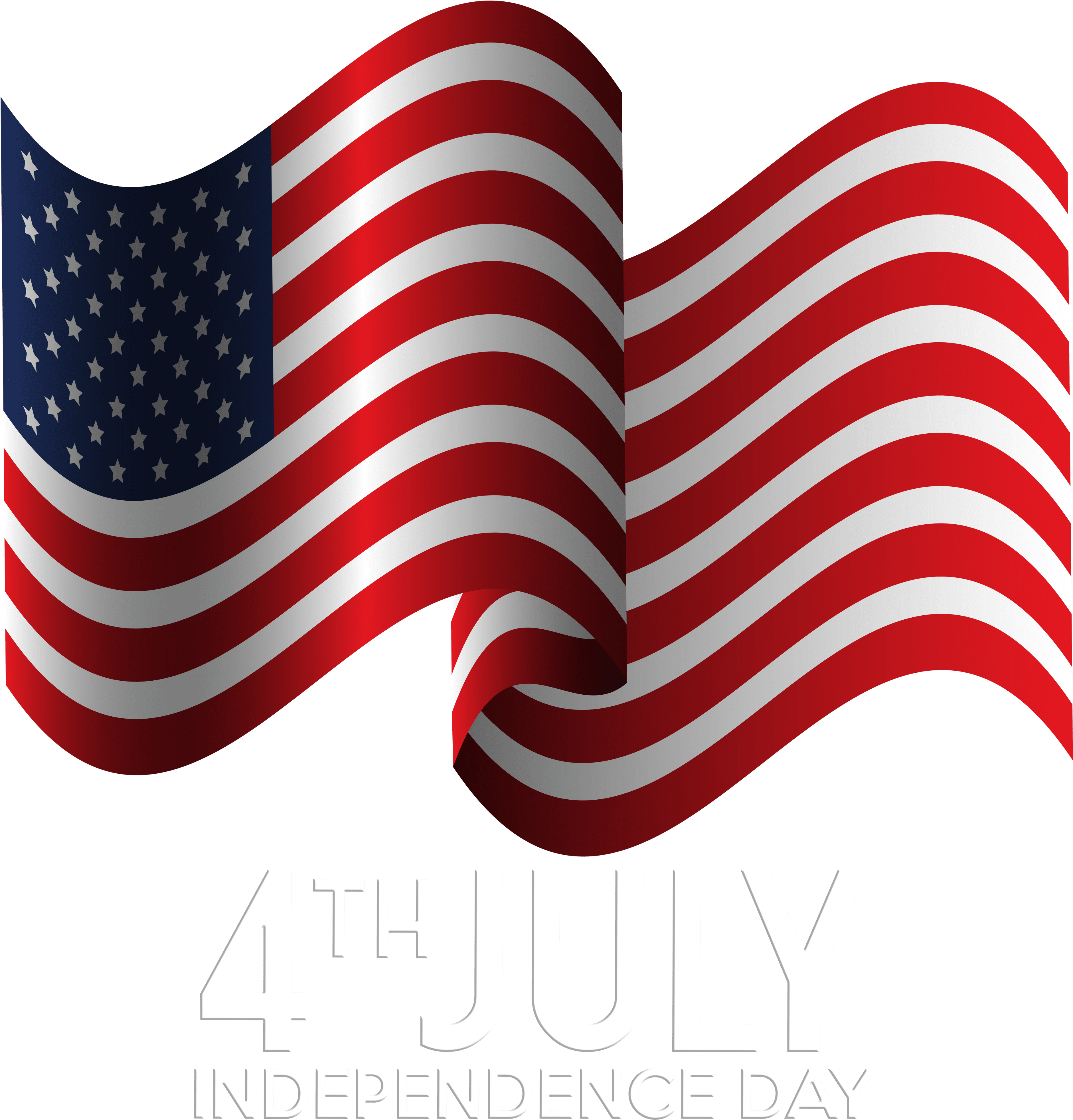White 4th Of July Text With Us Flag PNG